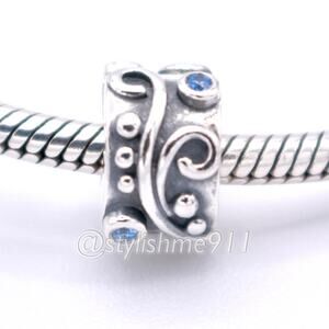 Authentic PANDORA Retired Tendril Blue CZ Clip - 790380CZB